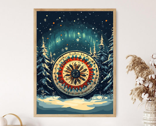 Affiche Tambour Chamanique Yakut – Poster Art Indigène de Sibérie