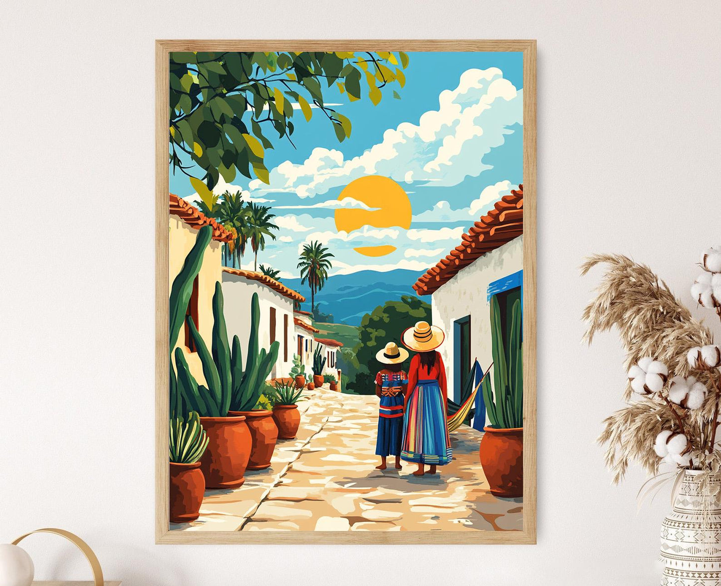 Affiche Scène de Famille Wayuu – Impression d'Art Populaire Colombien