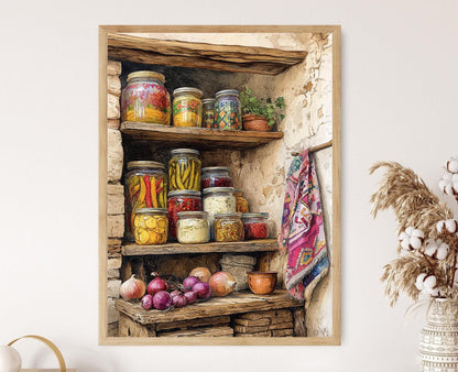 Affiche Artisanale Chilienne – Imprimé Textile Mapuche pour Cuisine Rustique