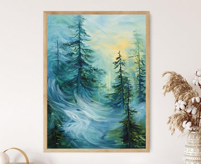 Affiche Forêt de Cèdres Majestueuse – Poster Art Côte Sauvage, Inspiré par Emily Carr