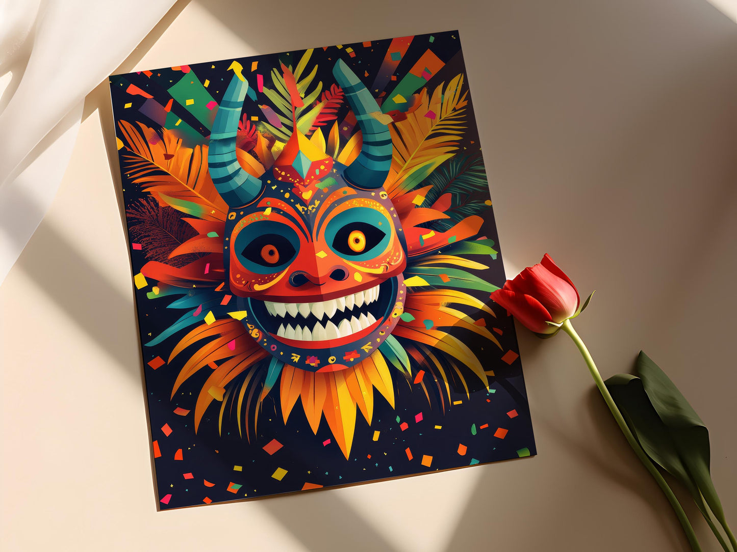 Affiche Masque Vejigante – Poster Art Populaire Festival Porto-Ricain