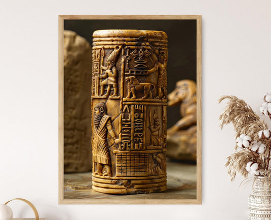 Affiche Sceau Cylindrique Babylonien – Art Mythologique Mésopotamien