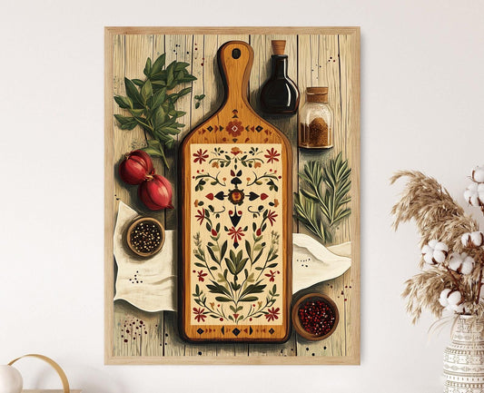 Affiche Cuisine Bulgare – Poster Art de Planche à Découper Folklorique