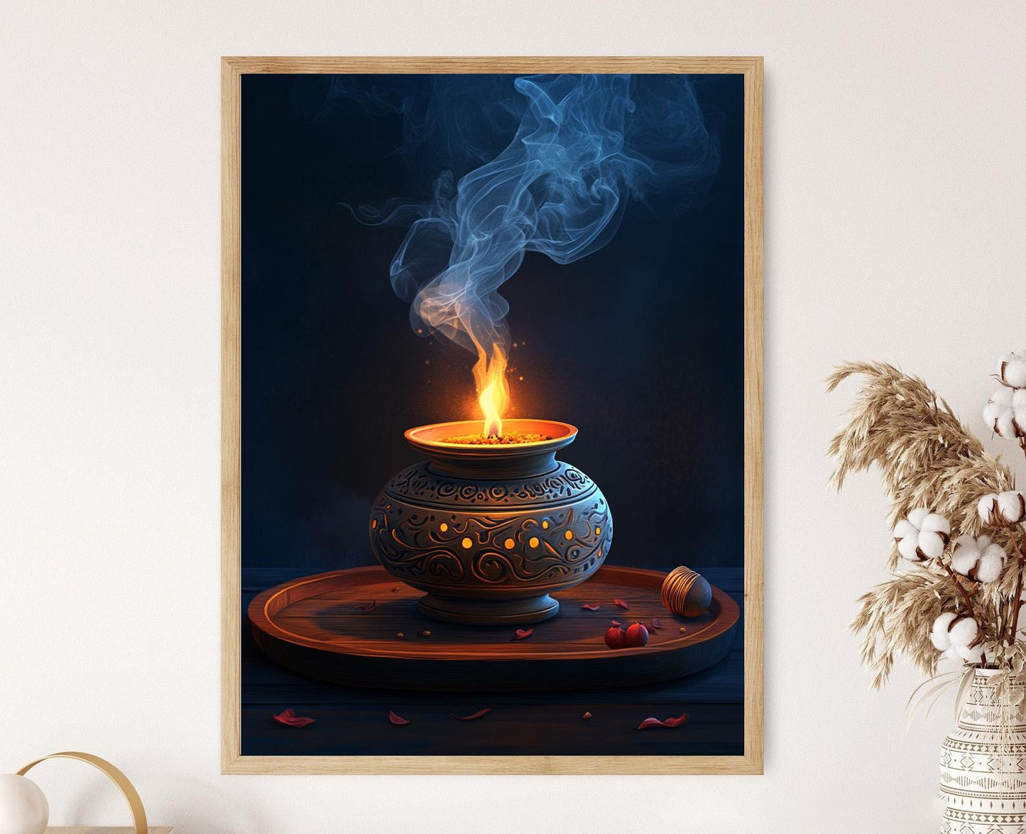 Affiche Art du Brûleur d'Encens en Laiton – Décoration Orientale