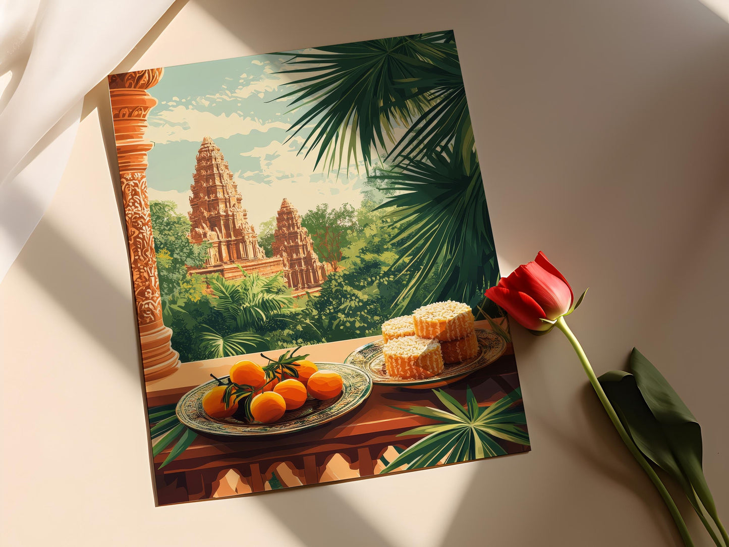 Affiche Siem Reap – Art Print des Fruits de Palmier et Gâteaux de Riz