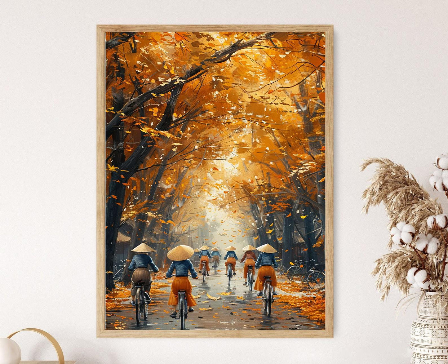 Affiche Femmes Vietnamiennes à Vélo – Poster Peinture de Hô Chi Minh