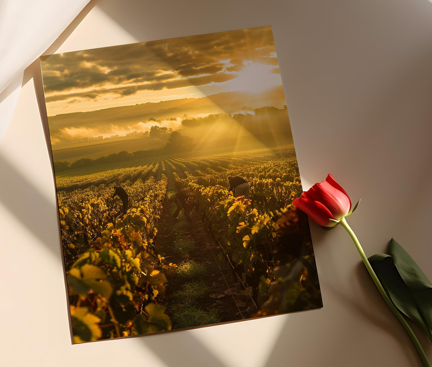 Affiche Vignoble Français – Poster Paysage de Bordeaux au Crépuscule