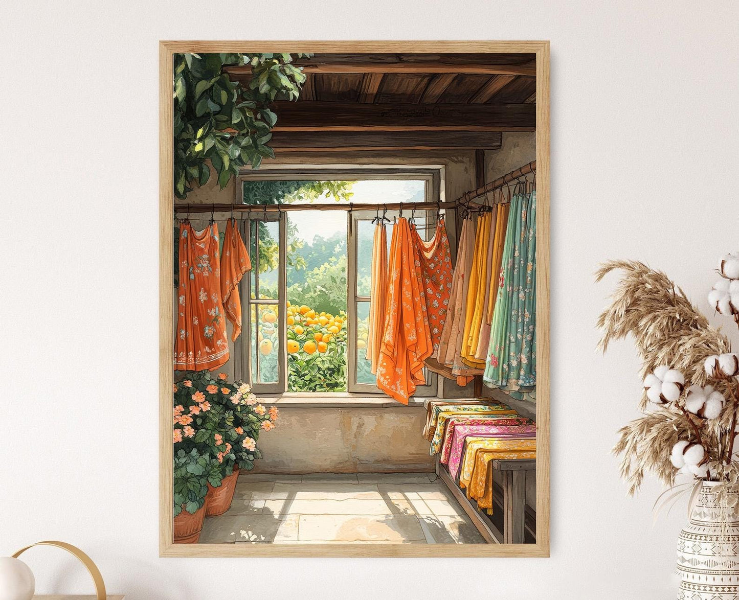 Affiche Rajshahi – Poster Scène du marché textile bengali