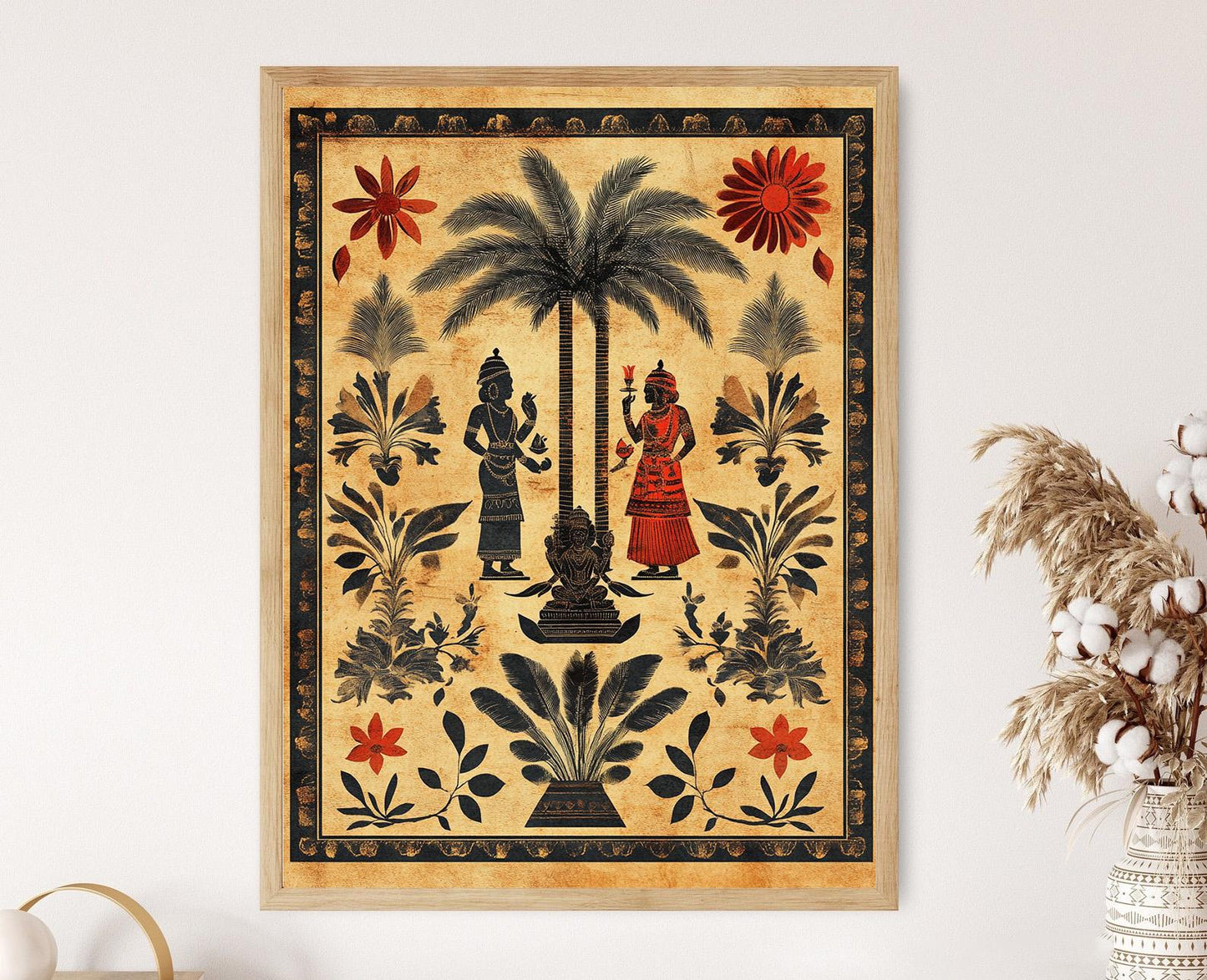 Affiche Art sur Feuille de Palmier Odisha – Poster Mythologique Indien