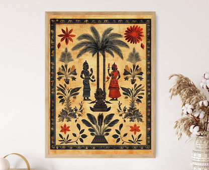 Affiche Art sur Feuille de Palmier Odisha – Poster Mythologique Indien
