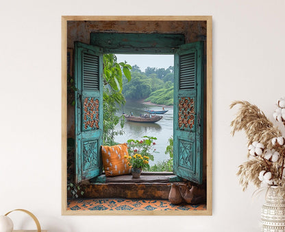 Affiche Ikat Rivière – Poster Art Textile d'Odisha