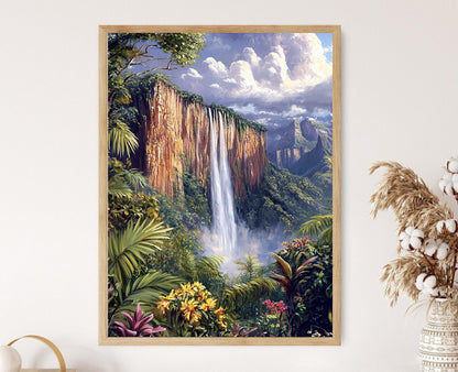 Affiche Chutes d'Angel au Venezuela – Illustration de Cascade Tropicale