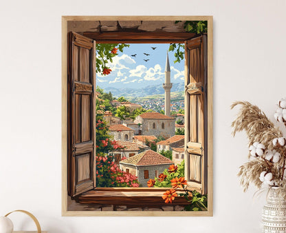 Affiche Kobani – Art de la ville kurde : fenêtres et minarets