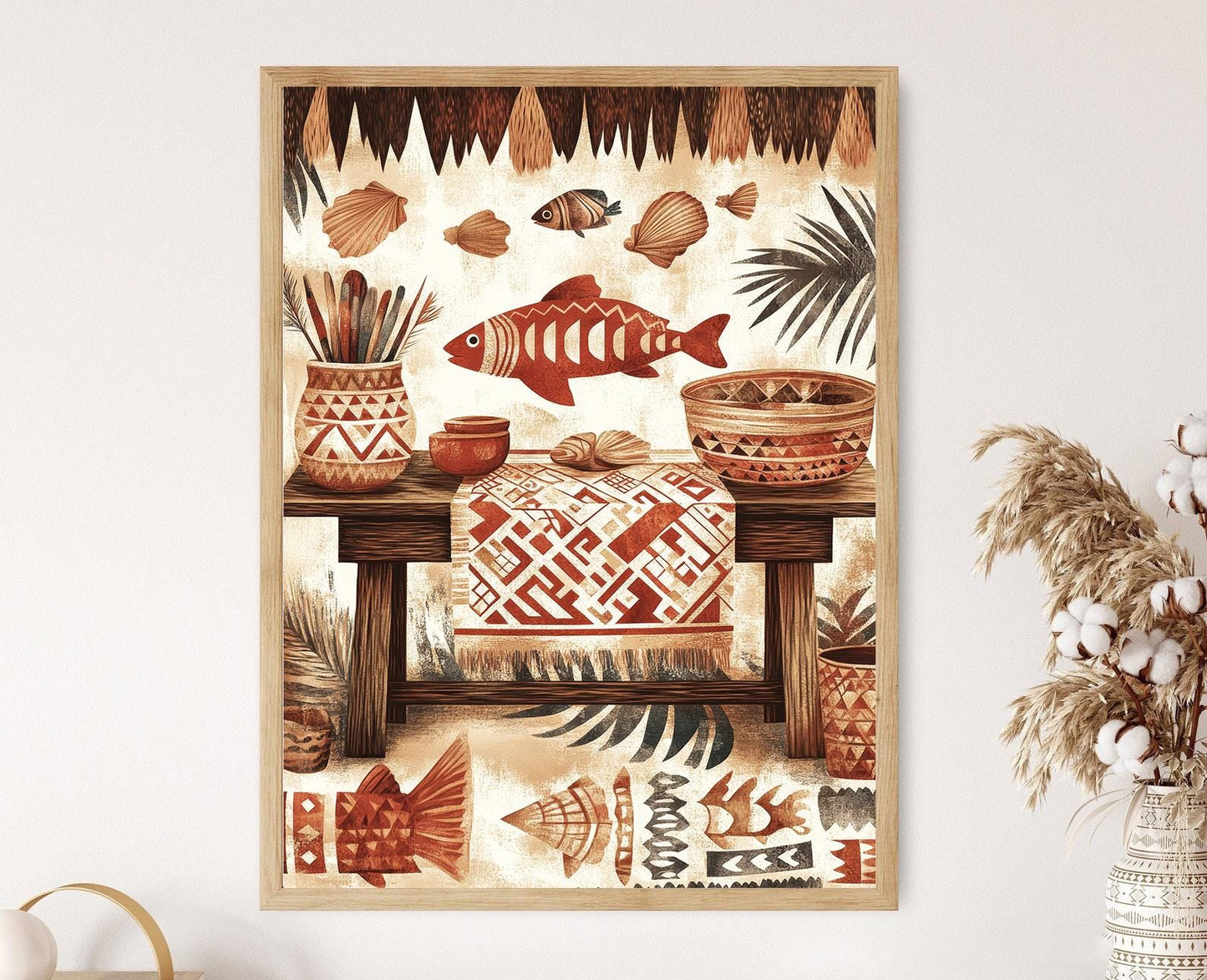 Affiche Masi Fijienne – Poster Art en Tissu Océanique