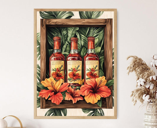 Affiche Cuisine Trinidadienne – Impression Steelpan, Hibiscus & Sauce Piquante