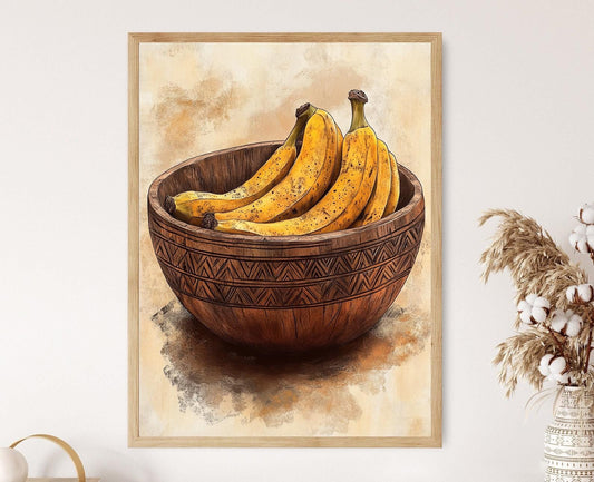 Affiche en Bois Dominicain – Poster Design Taino Plantain