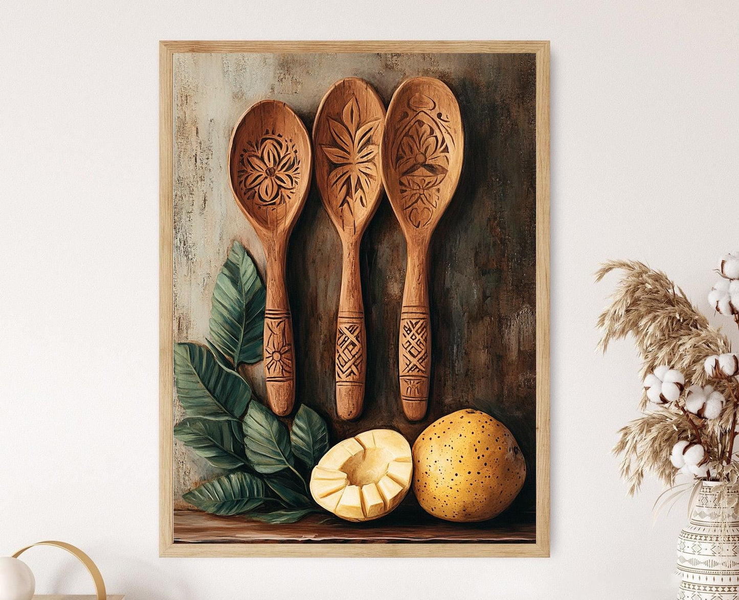 Affiche Cuisine Jamaïcaine – Art de Ackee, Callaloo & Cuillère en Bois