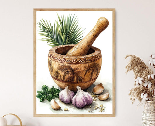 Affiche Herbes de Cuisine à La Havane – Illustration de Mortier Cubain