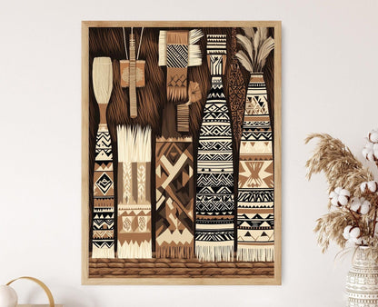 Affiche Tapa Polynésienne – Poster Décor Géométrique Traditionnel