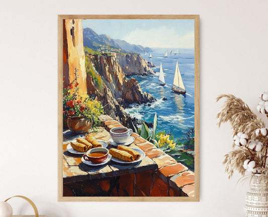 Affiche Ensenada Matinale – Poster Tamales, Café, Scène Côtière de Baja