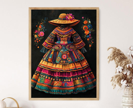 Affiche Pollera Péruvienne et Chapeau Chullo – Design Vêtement Andin