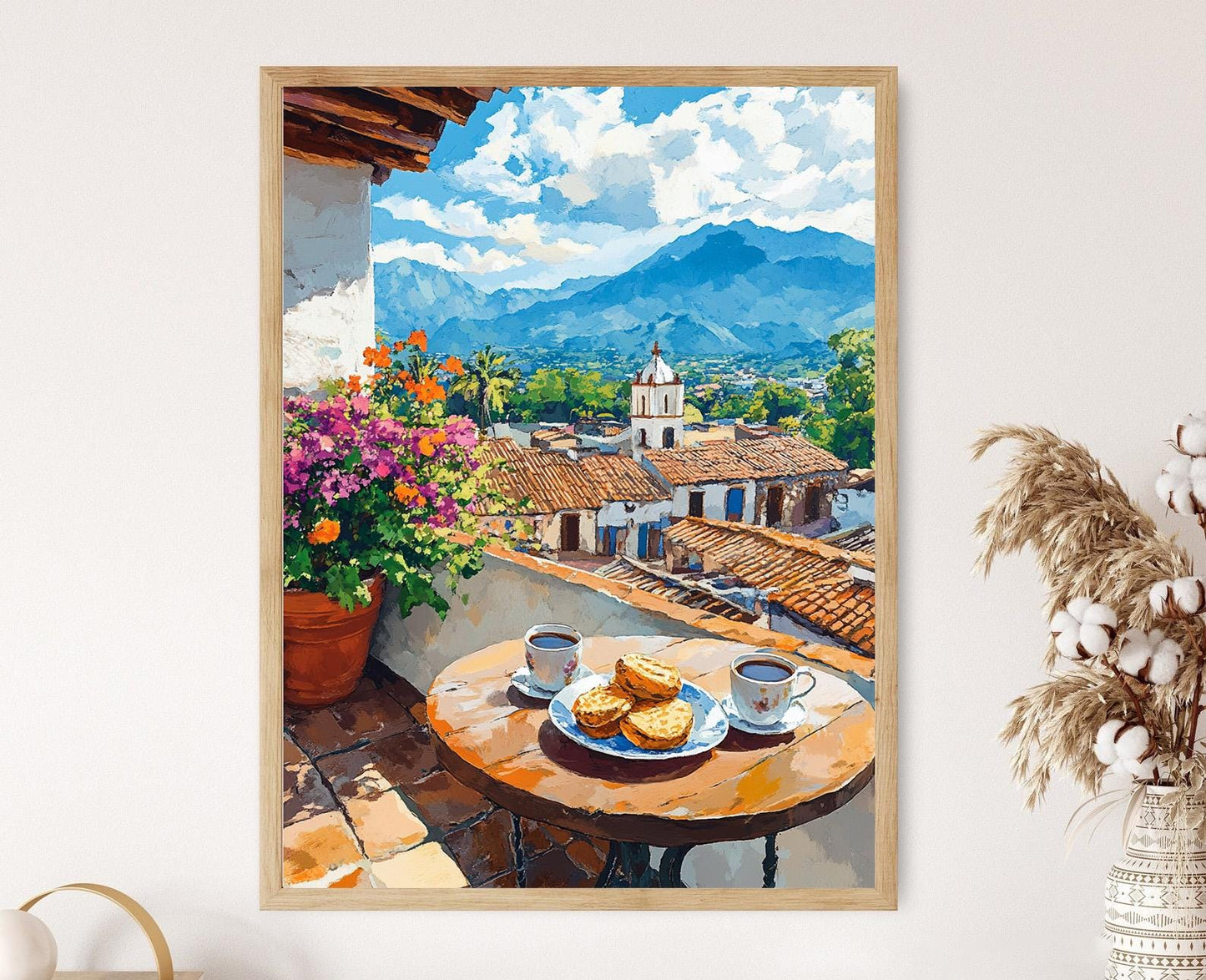 Affiche Molletes – Poster Art du Marché Mexicain, Vue de Oaxaca