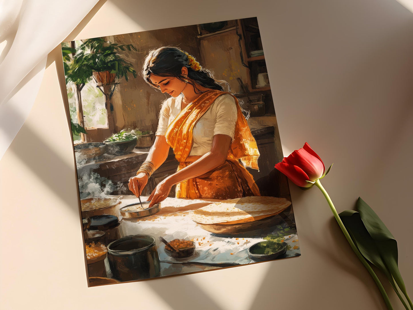 Affiche Cuisine Indienne – Dosa, Pâte Traditionnelle à Déguster