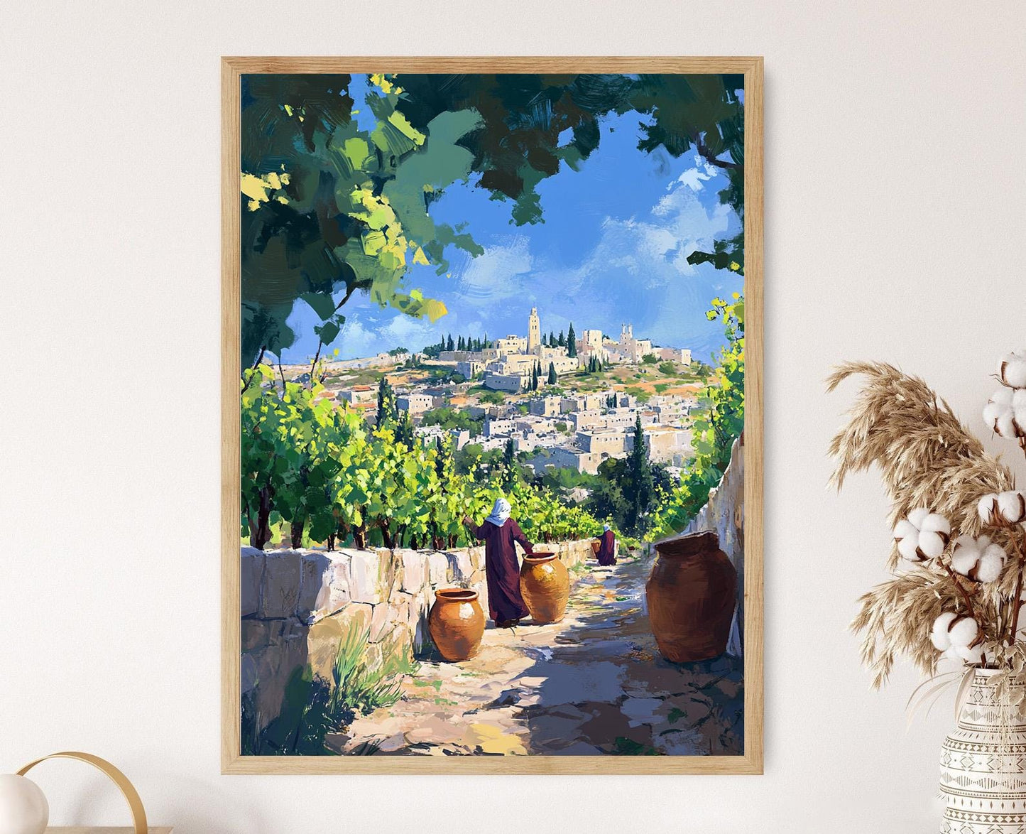 Affiche Vignoble Palestinien – Impression Art de la Récolte de Raisins à Hébron