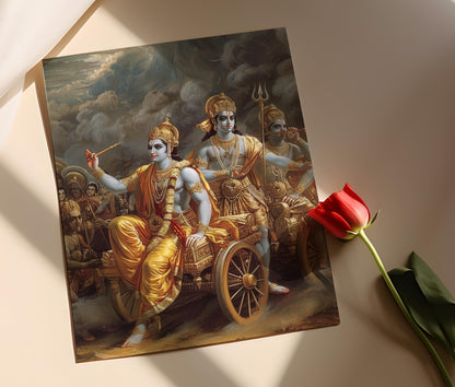 Affiche Bhagavad Gita – Art Sacré Intriqué, Décor Spirituel Unique