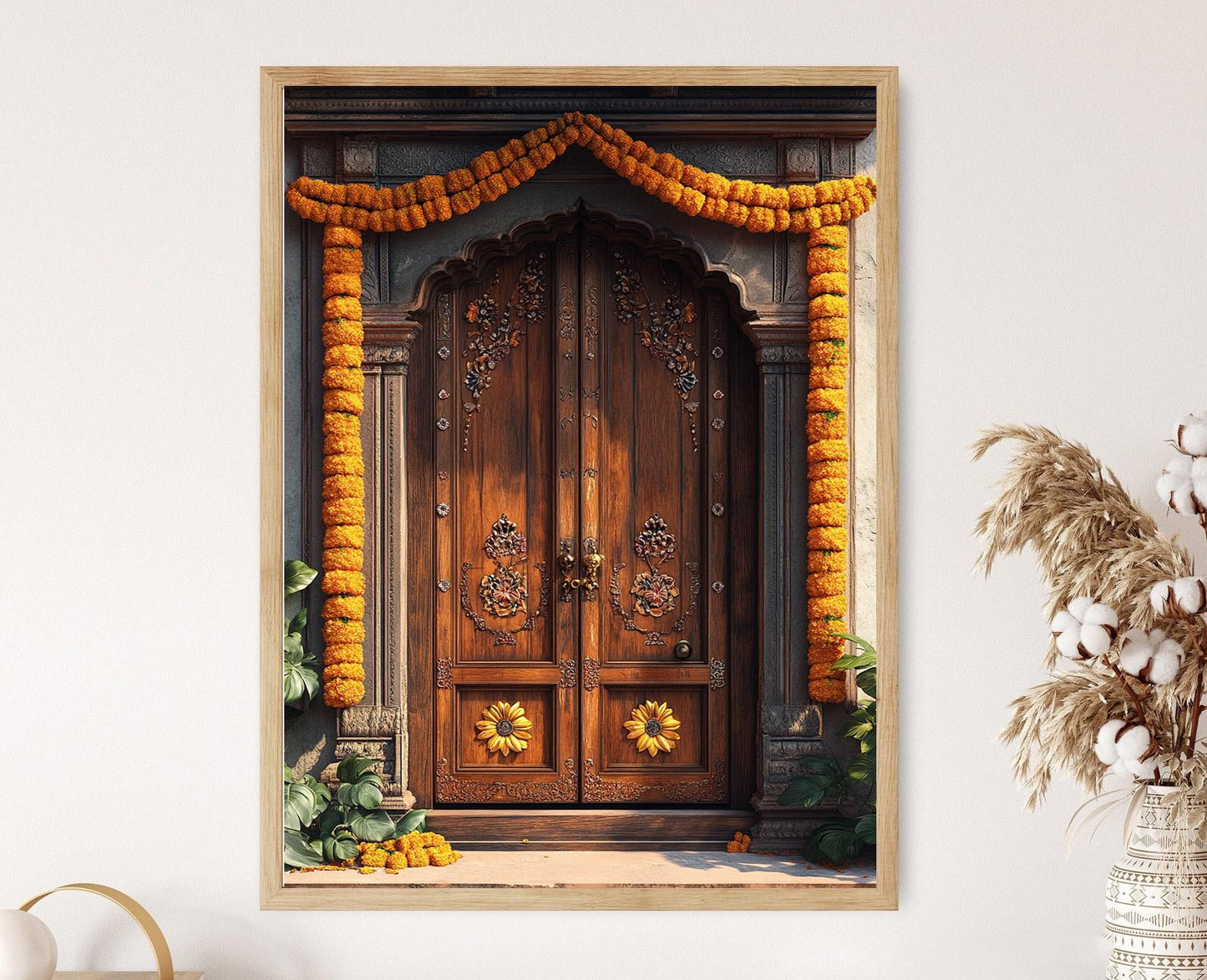 Affiche Haveli – Illustration des sculptures florales du Rajasthan