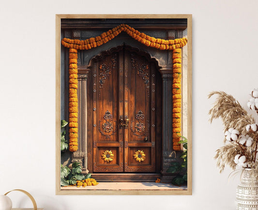 Affiche Haveli – Illustration des sculptures florales du Rajasthan