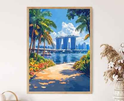 Affiche Marina Bay – Illustration moderne de la skyline de Singapour