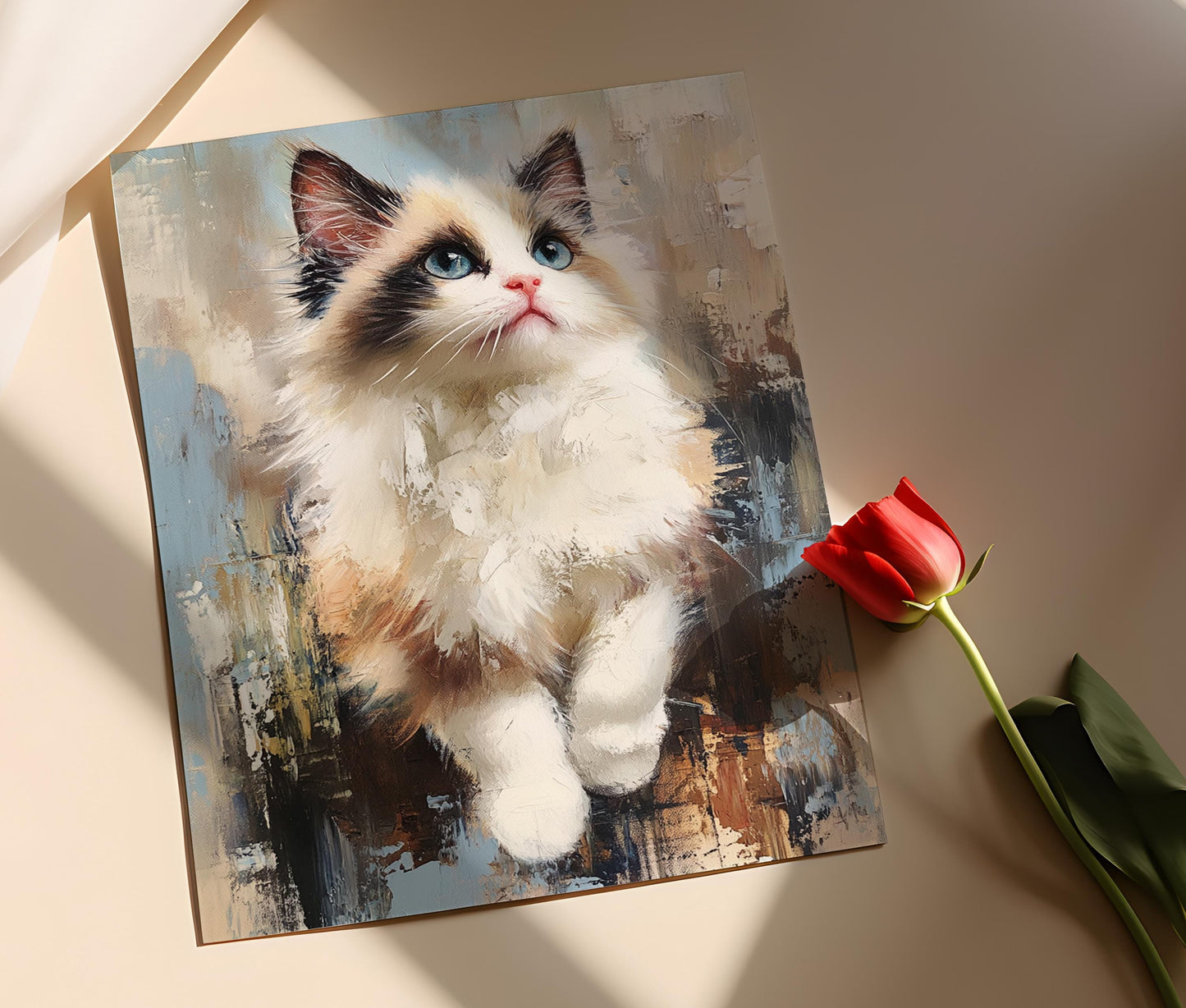 Affiche Chat Ragdoll - Portrait Élégant aux Couleurs Vives