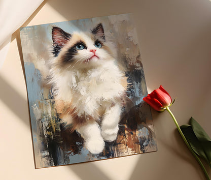 Affiche Chat Ragdoll - Portrait Élégant aux Couleurs Vives