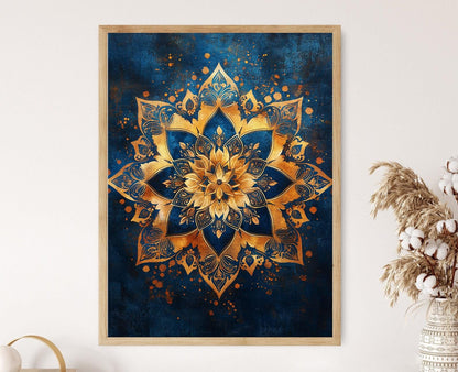 Affiche Étoile Mughal – Poster Art Géométrique avec Accents Floraux