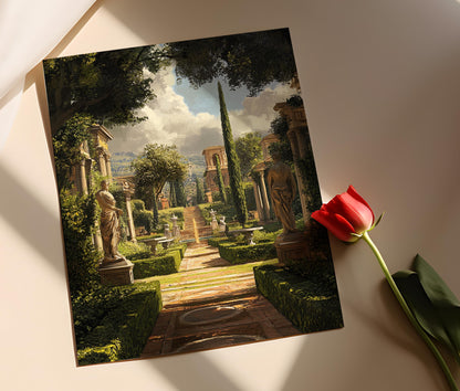 Affiche Villa Romaine – Poster Art des Jardins Luxueux à Rome