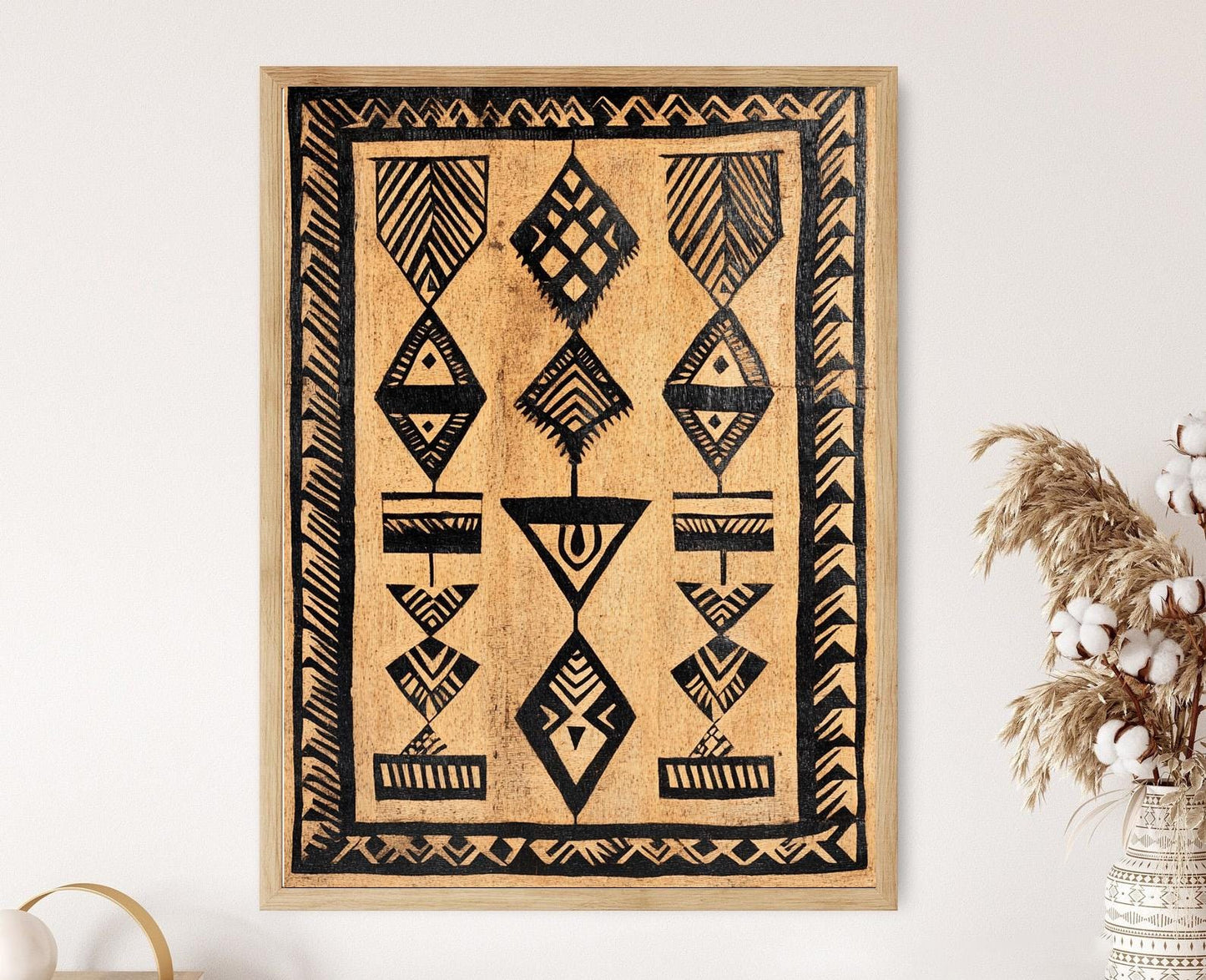 Affiche Tapa Fidjienne – Poster Art Motif Traditionnel Décoratif