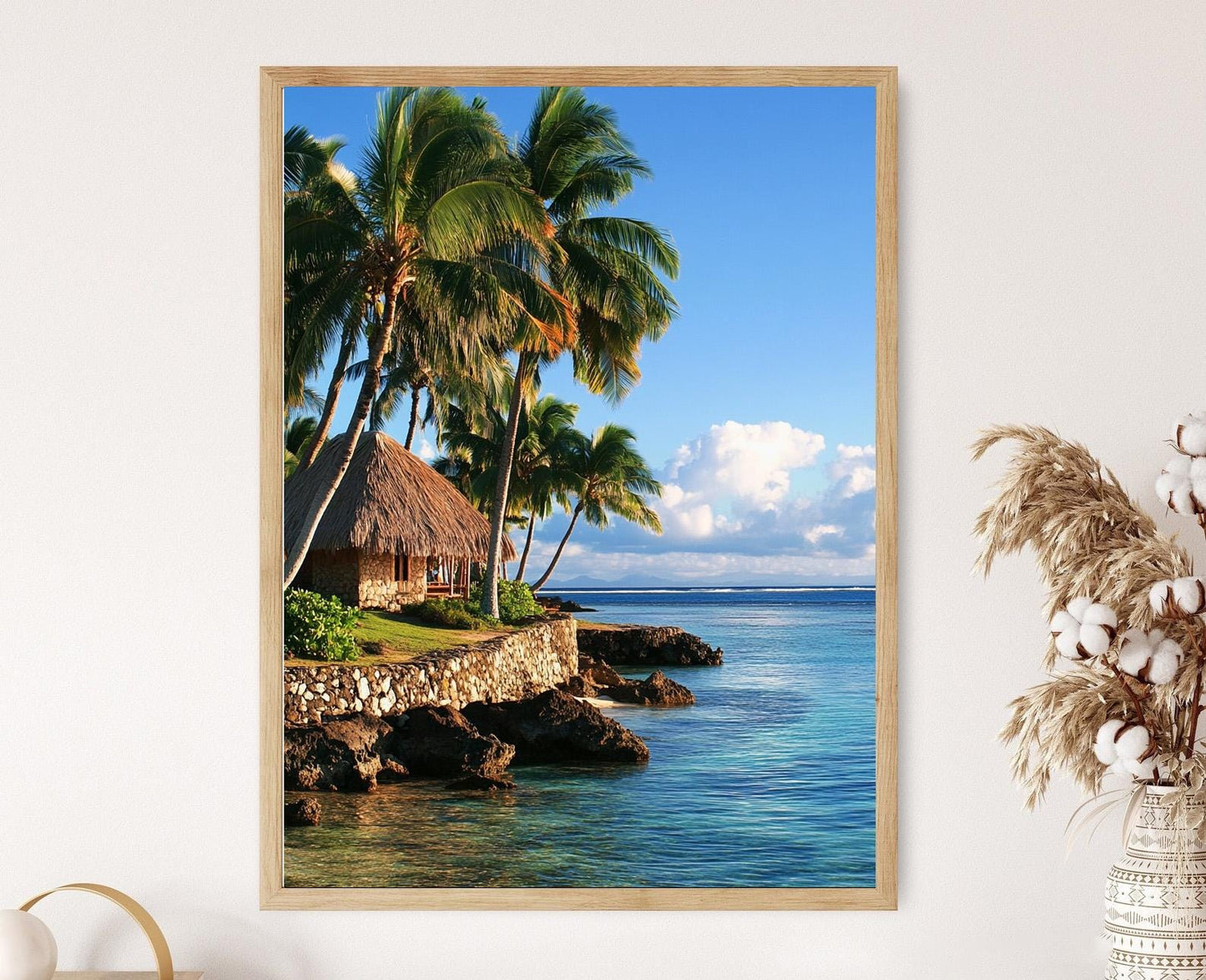Affiche Village Fidjien – Poster Art de Mer Tropicale