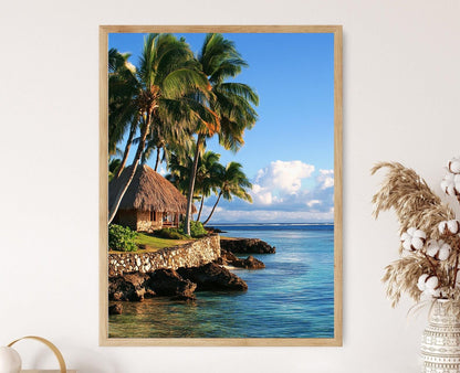 Affiche Village Fidjien – Poster Art de Mer Tropicale