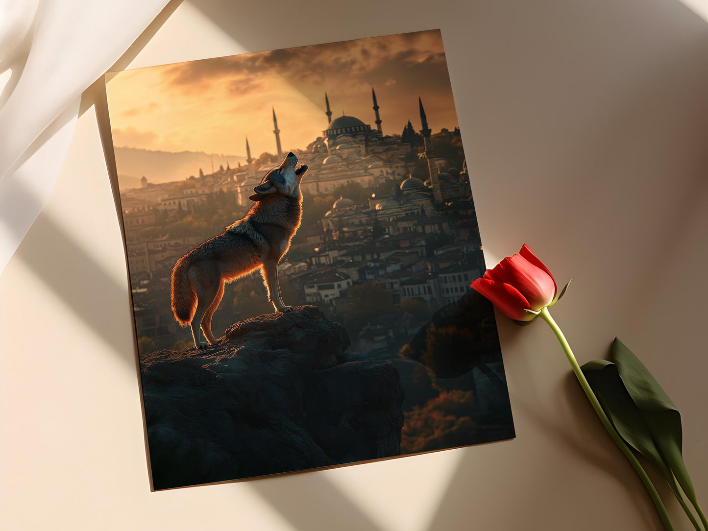 Affiche Loup Gris Bozkurt – Art Turc du Patrimoine des Steppes