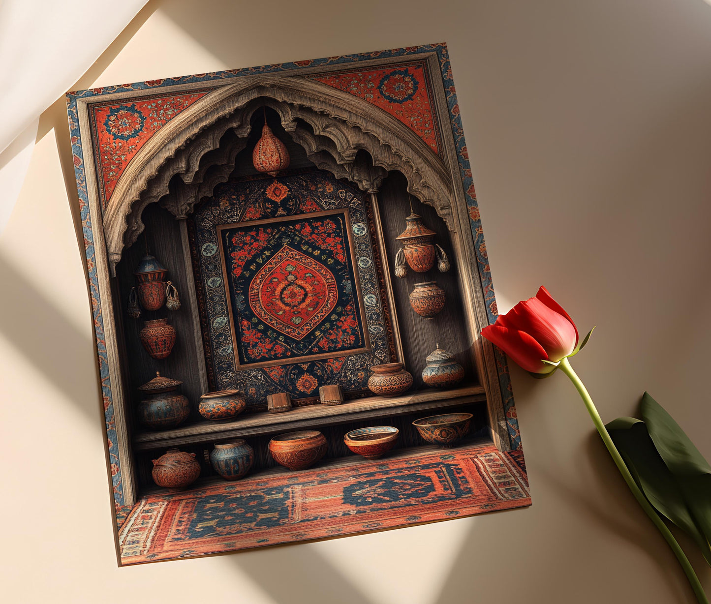 Affiche Art en Bois Afghan – Impression Traditionnelle Décor Culturel