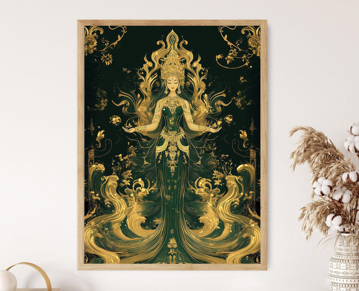 Affiche Phra Mae Thorani – Illustration de la déesse bouddhiste thaïlandaise