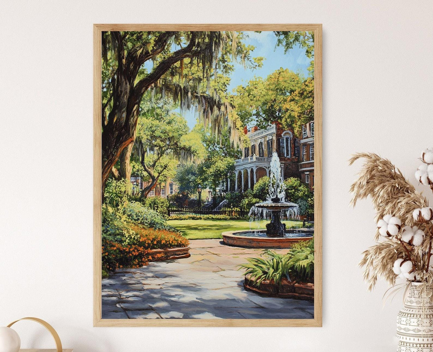 Affiche Savannah – Poster Maisons Historiques et Chênes Drapés de Mousses