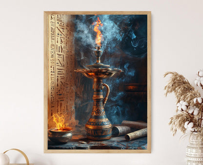 Affiche Chicha Égyptienne – Poster Art Lotus & Hiéroglyphes