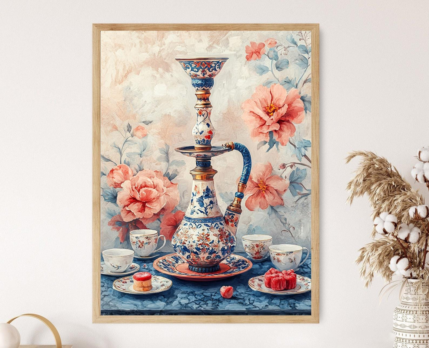 Affiche Narguilé Turc : Art des Carreaux Iznik & Café Ottoman