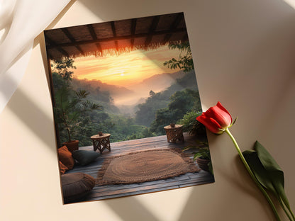 Affiche Jardin de Thé de Sylhet – Poster Scène de Patio Bangladais