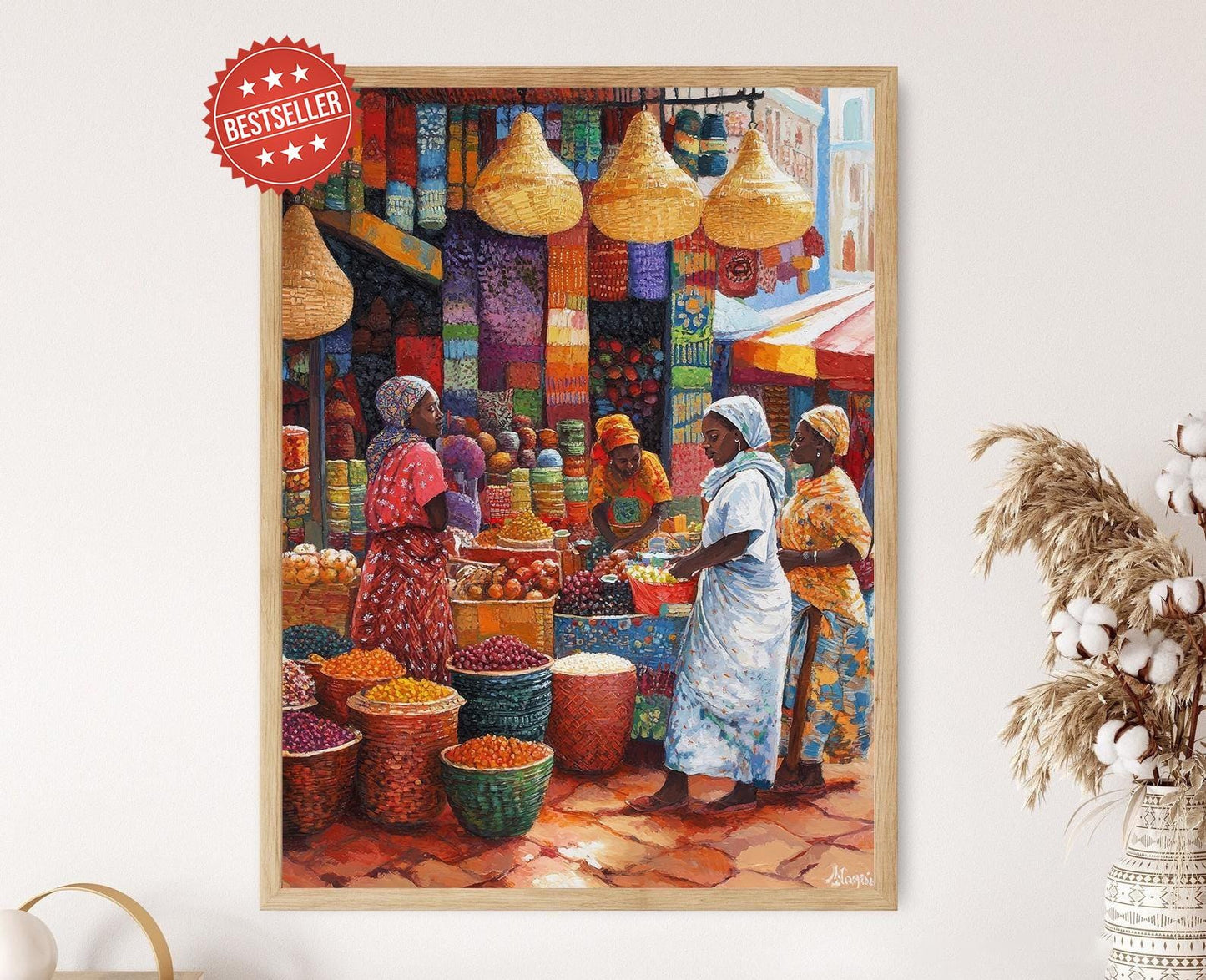 Affiche Marché Éthiopien – Art Coloré de la Culture Africaine