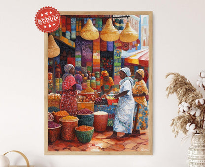 Affiche Marché Éthiopien – Art Coloré de la Culture Africaine