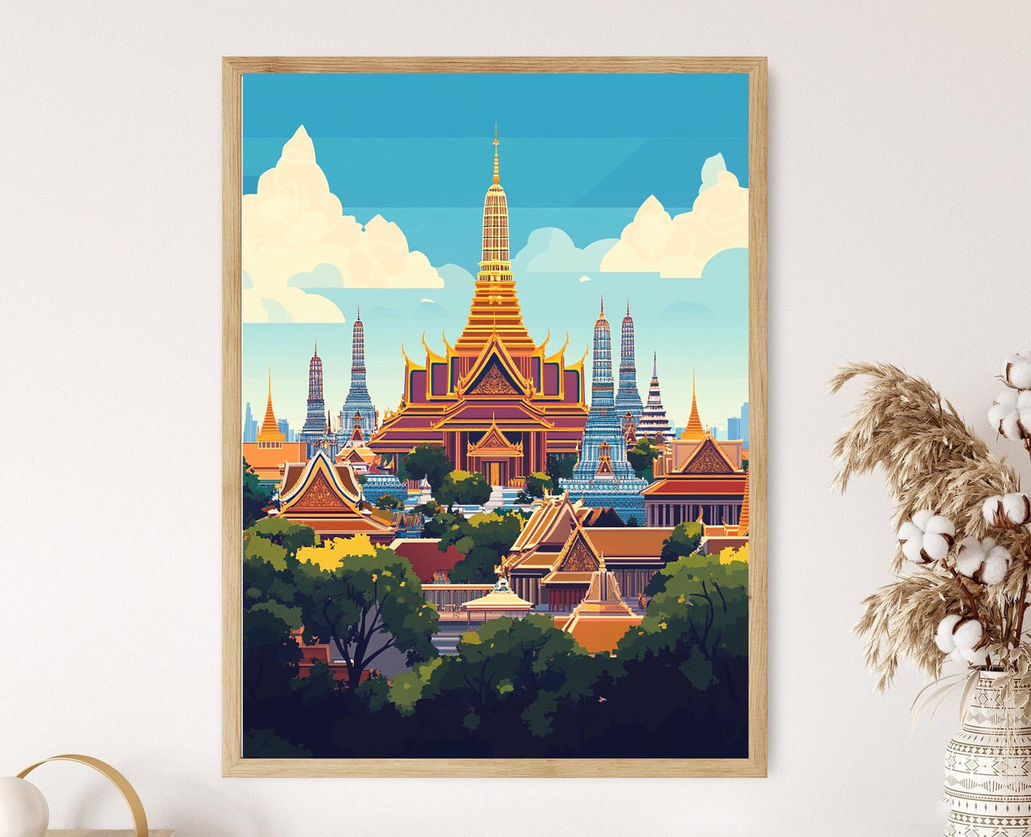 Affiche Palais Royal – Poster Bangkok, Temples Intriqués et Flèches Dorées