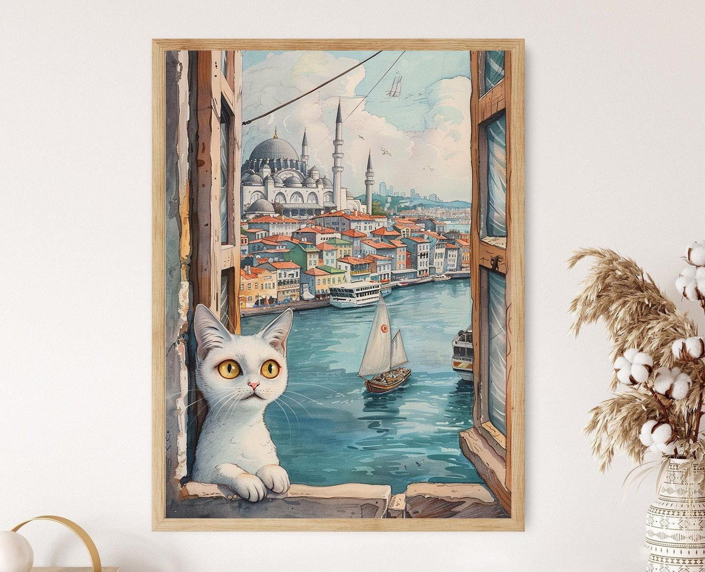 Affiche Istanbul – Poster Scène de rue captivante avec des chats